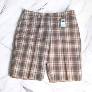 Sonoma Womens Plaid Bermuda Shorts Size 12 Brown